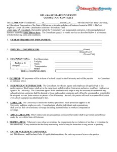 DELAWARE STATE UNIVERSITY CONSULTANT CONTRACT