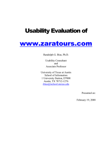 www.zaratours.com  Usability Evaluation of