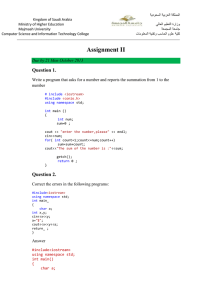 Assignment II Solution