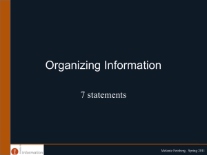 Organizing Information 7 statements Melanie Feinberg,  Spring 2011