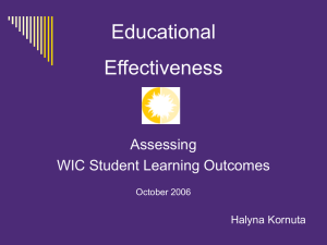 Educational Effectiveness: Assessing WIC Student Learning Outcomes October 2006