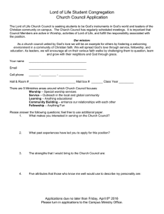 Lord of Life Student Congregation Church Council Application
