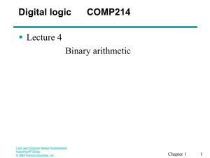 Digital logic      COMP214  Lecture 4 Binary arithmetic