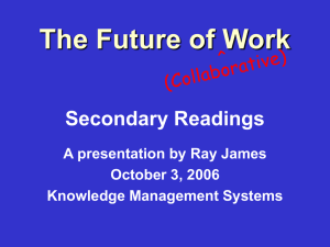 The Future of Work Secondary Readings A presentation by Ray James