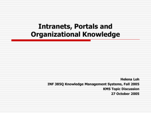 Intranets, Portals and Organizational Knowledge Helena Loh