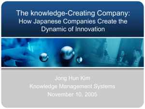 The knowledge-Creating Company: How Japanese Companies Create the Dynamic of Innovation