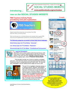 Introducing… new on the SOCIAL STUDIES WEBSITE  PBS Teachers Activity Packs