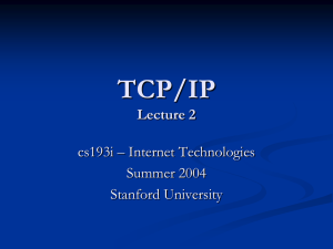 TCP/IP Lecture 2 cs193i – Internet Technologies Summer 2004