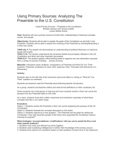 Using Primary Sources: Analyzing The Preamble to the U.S. Constitution