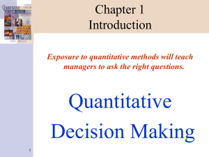Quantitative Decision Making Chapter 1 Introduction