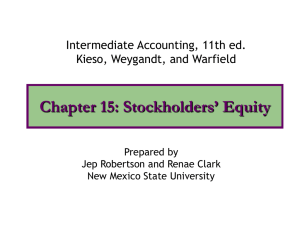 Chapter 15: Stockholders’ Equity Intermediate Accounting, 11th ed. Kieso, Weygandt, and Warfield