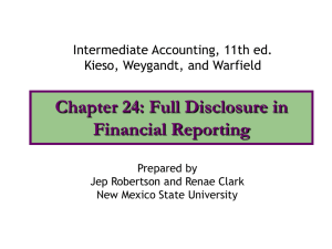 Chapter 24: Full Disclosure in Financial Reporting Intermediate Accounting, 11th ed.