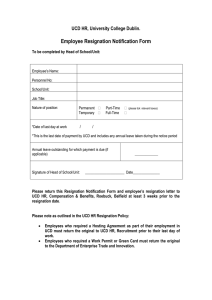 Employee Resignation Notification Form UCD HR, University College Dublin.