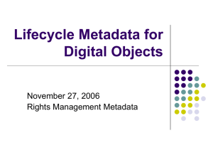 Lifecycle Metadata for Digital Objects November 27, 2006 Rights Management Metadata
