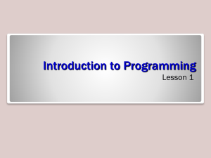 Introduction to Programming Lesson 1