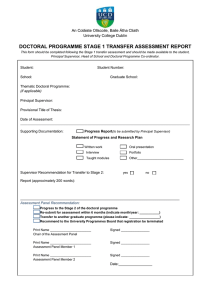 Doctoral Programme Stage 1 Transfer Assessment Report