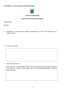 Form PDARF12: Annual Programme Reporting