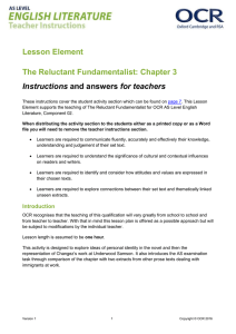 The Reluctant Fundamentalist - Teacher's instructions and student activity - Lesson element, task 2 (DOC, 370KB) 02/03/2016