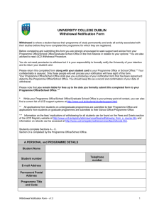 UNIVERSITY COLLEGE DUBLIN Withdrawal Notification Form