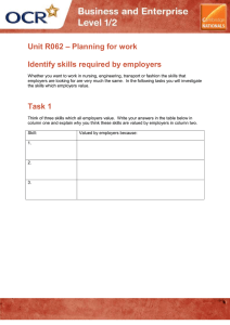 Unit R062 - Identify skills required by employers - Activity (DOC, 1MB)