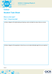 Colour Student Task Sheet What is white light? Task 1: Dispersing light