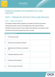 Unit 03 - Prepare for and learn from a job interview - Lesson element 2 - Learner task (DOC, 2MB)
