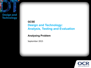 Design and Technology: Analysis, Testing and Evaluation GCSE Analysing Problem