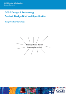 Design context, brief and specification activity (DOC, 1MB)