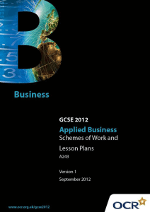 Unit A243 - Working in business - Sample scheme of work and lesson plan booklet (DOC, 658KB) New