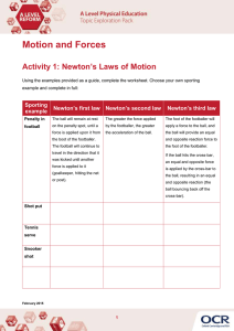Motion and Forces Newton’s Laws of Motion Activity 1: