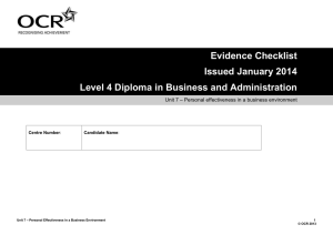 Unit 07 - Personal effectiveness in a business environment - Evidence checklist (DOC, 119KB)