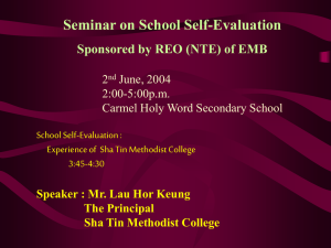 Seminar on School Self-Evaluation Sponsored by REO (NTE) of EMB 2 June, 2004