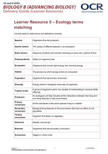 – Ecology terms Learner Resource 5 matching