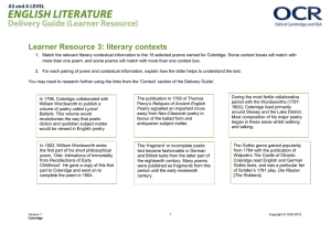 Learner Resource 3: literary contexts