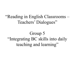 “Reading in English Classrooms – Teachers’ Dialogues” Group 5