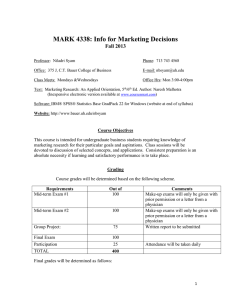MARK 4338: Info for Marketing Decisions Fall 2013
