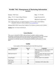 MARK 7362: Management of Marketing Information Fall 2013