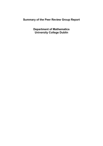 Summary of the Peer Review Group Report  Department of Mathematics