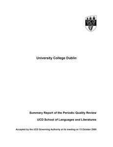 University College Dublin  Summary Report of the Periodic Quality Review