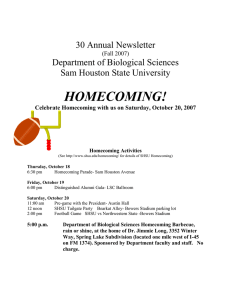 HOMECOMING!  30 Annual Newsletter Department of Biological Sciences