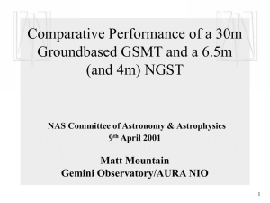 Comparative Performance of a 30m Groundbased GSMT and a 6.5m (and 4m) NGST