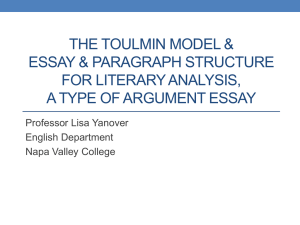 Watch the Toulmin Model and Essay Structure for Literary Analysis PowerPoint