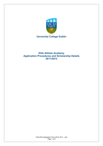 University College Dublin  Elite Athlete Academy Application Procedures and Scholarship Details