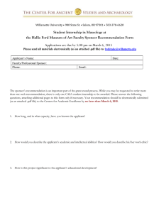 Faculty Sponsor Recommendation Form