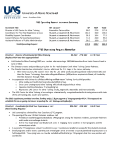 University of Alaska Southeast FY15 Operating Request Increment Summary