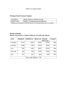 Office of Campus Safety  STUDENT Single charge to student account