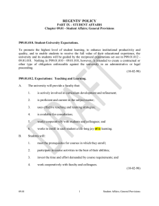 Regents Policy 09-01 Student Affairs; General Provisions
