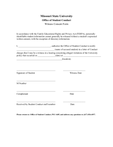 Missouri State University Office of Student Conduct Witness Consent Form
