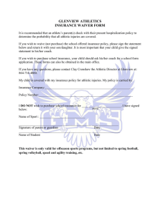 GLENVIEW ATHLETICS INSURANCE WAIVER FORM