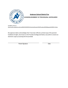 Anderson School District Five  ACKNOWLEDGEMENT OF PROCEDURAL SAFEGUARDS Available online at: